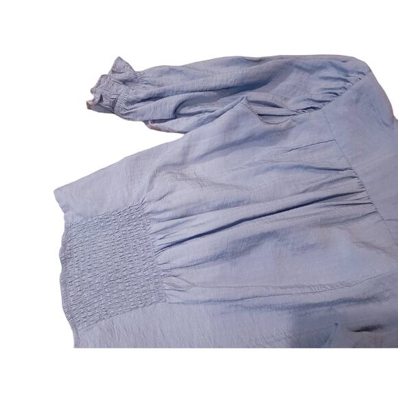 Prairiecore Top Puffy Sleeve Lace Boho Fifty Street Blue Shirt Small 214 - Picture 4 of 5